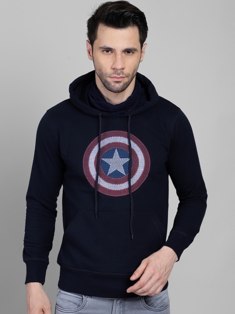 

Free Authority Men Blue Captain America Printed Hooded Sweatshirt
