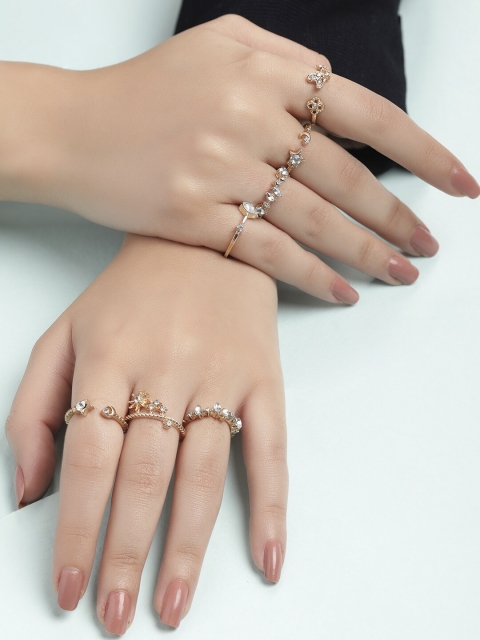

Tokyo Talkies X Rubans Set of 9 Gold Plated Handcrafted Filigree Rings
