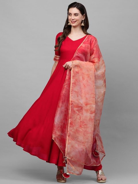 

Indo Era Red Ethnic Motifs Maxi Dress