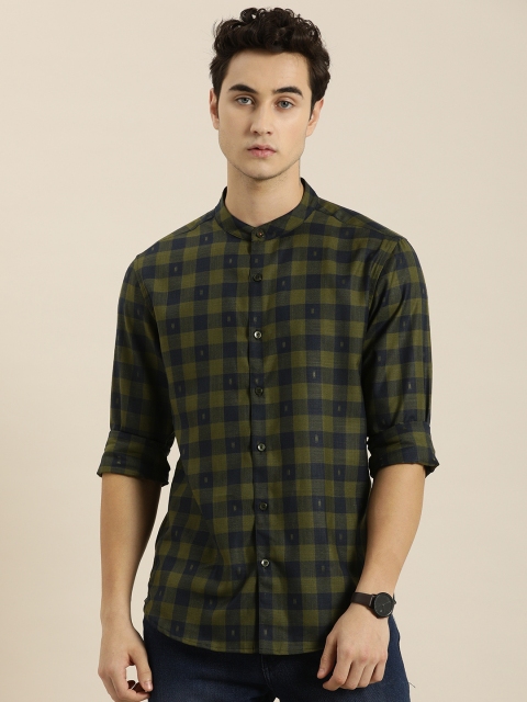 

INVICTUS Men Olive Green Slim Fit Buffalo Checks Casual Shirt
