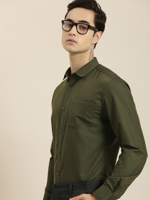 

INVICTUS Men Olive Green Solid Slim Fit Smart Casual Shirt