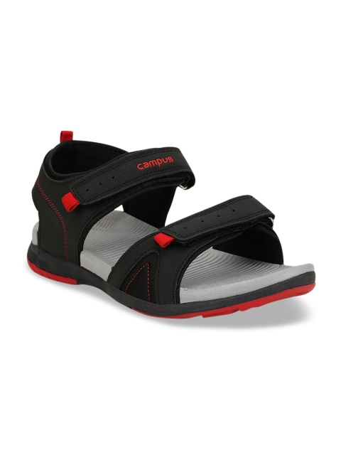 

Campus Men Black & Grey Solid Sports Sandals
