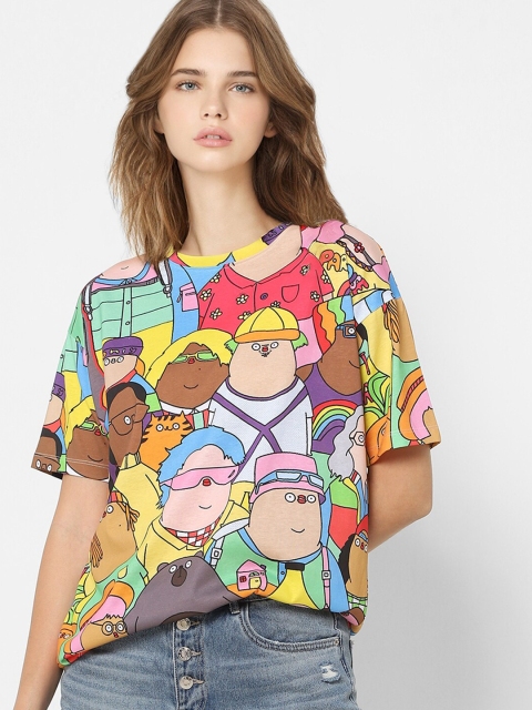 

ONLY Women Multicoloured Printed Applique T-shirt, Multi