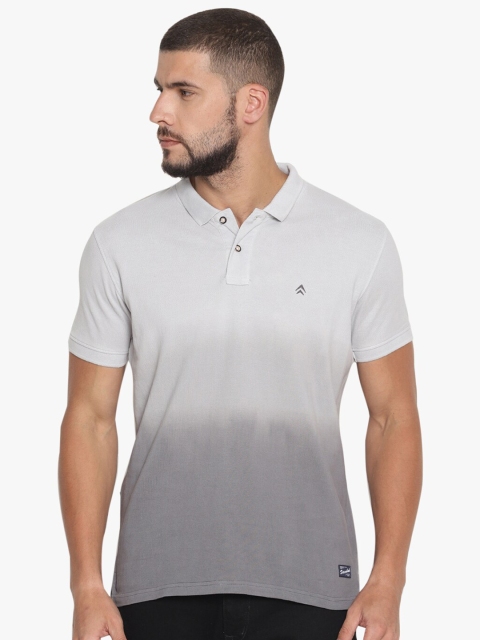 

Steenbok Men Grey Tie and Dye Dyed Polo Collar T-shirt