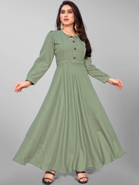 

OM SAI LATEST CREATION Women Green Anarkali Kurta