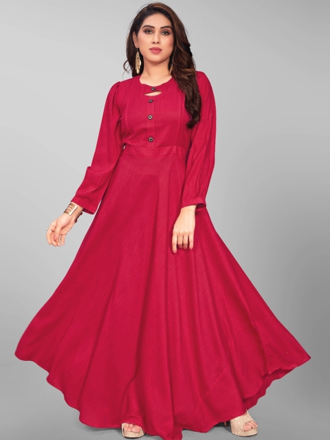 

OM SAI LATEST CREATION Women Pink Flared Sleeves Anarkali Kurta