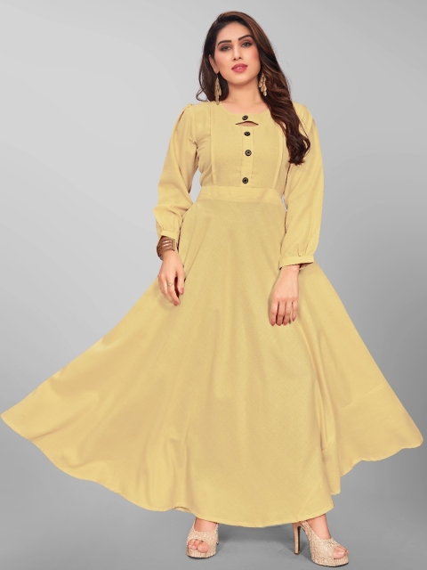

OM SAI LATEST CREATION Women Beige Thread Work Anarkali Kurta