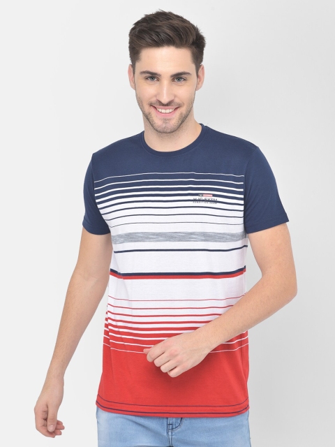 

COBB Men Multicoloured Striped Pockets T-shirt, Multi