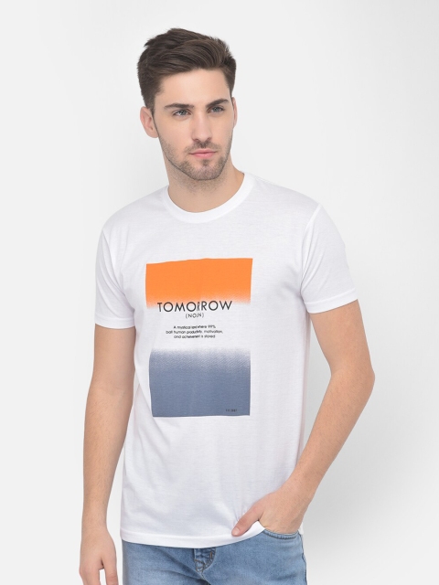

COBB Men White Typography Printed Pockets T-shirt