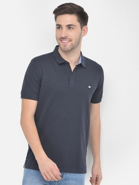 

COBB Men Navy Blue Polo Collar T-shirt