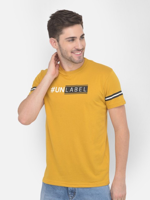 

COBB Men Mustard Yellow Typography T-shirt