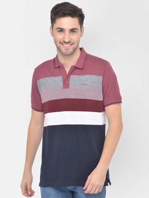 

COBB Men Purple Striped Polo Collar Applique T-shirt