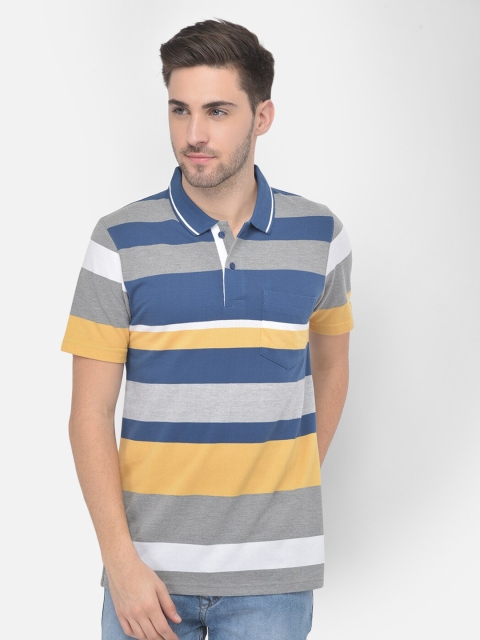 

COBB Men Multicoloured Striped Polo Collar Pockets T-shirt, Multi