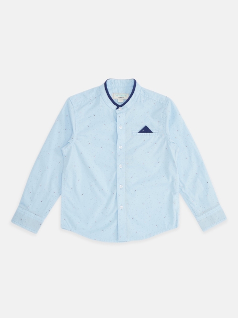 

Pantaloons Junior Boys Blue Opaque Printed Casual Shirt
