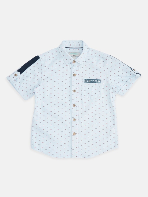 

Pantaloons Junior Boys Blue Micro Printed Casual Shirt