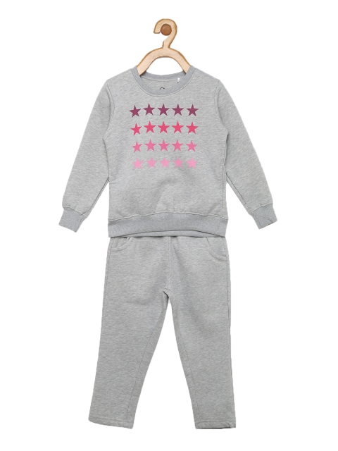 

Sweet Dreams Girls Grey & Purple Printed Tracksuit