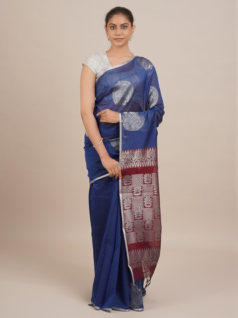 

Pothys Women Blue & Maroon Woven Designed Saree