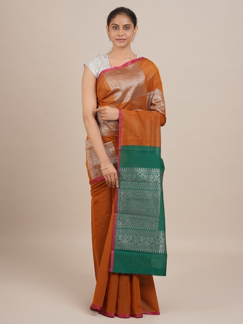 

Pothys Women Mustard & Green Woven Designed Saree