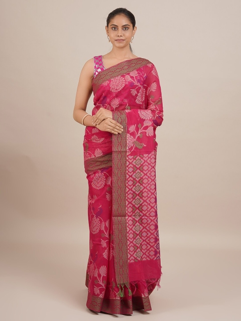 

Pothys Women Pink Silk Cotton Woven Designed Saree