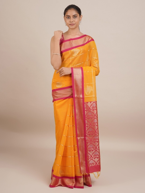 

Pothys Women Yellow & Pink Woven Designed Saree