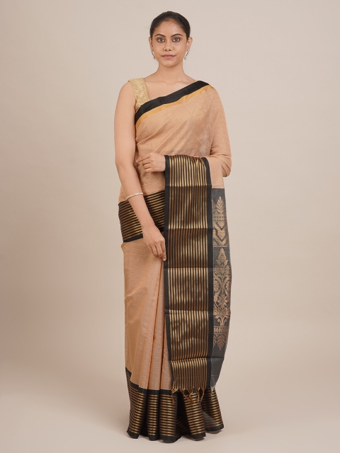 

Pothys Women Cream-Coloured & Black Woven Designed Saree