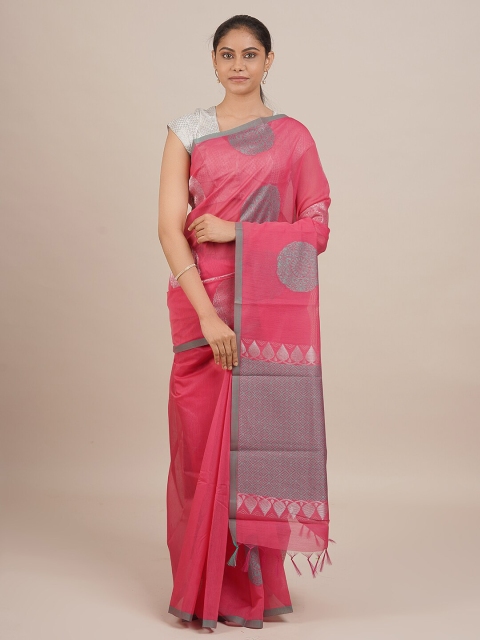 

Pothys Women Pink & Grey Woven Designed Saree