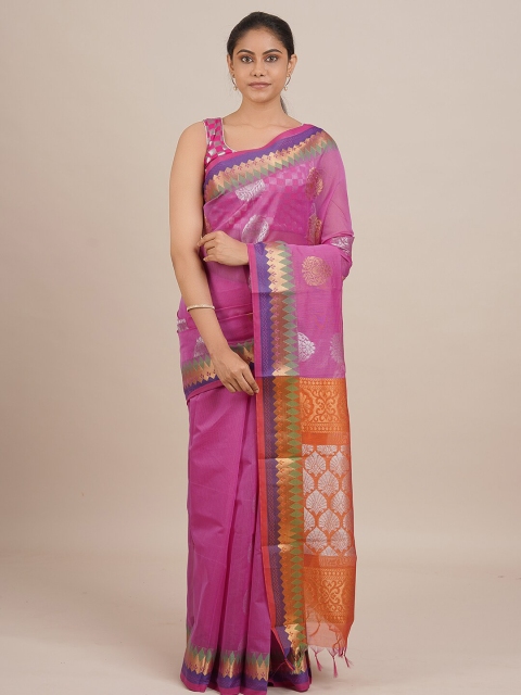 

Pothys Women Purple & Orange Woven Designed Saree