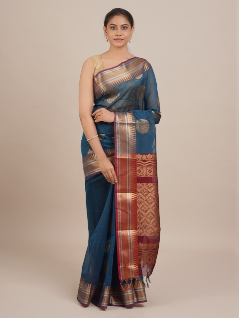 

Pothys Women Blue & Maroon Woven Designed Saree