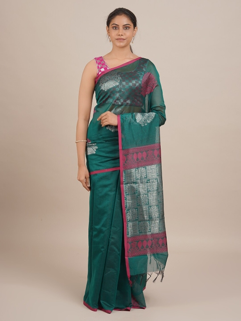 

Pothys Women Green & Pink Woven Designed Saree