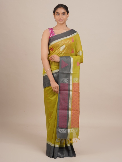 

Pothys Women Green & Grey Woven Designed Saree