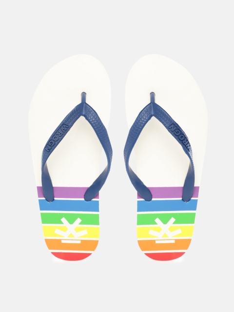 

WROGN Men White & Blue Striped Thong Flip-Flops