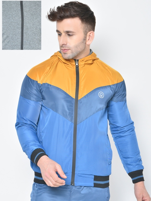 

Chkokko Men Mustard Colourblocked Reversible Puffer Jacket