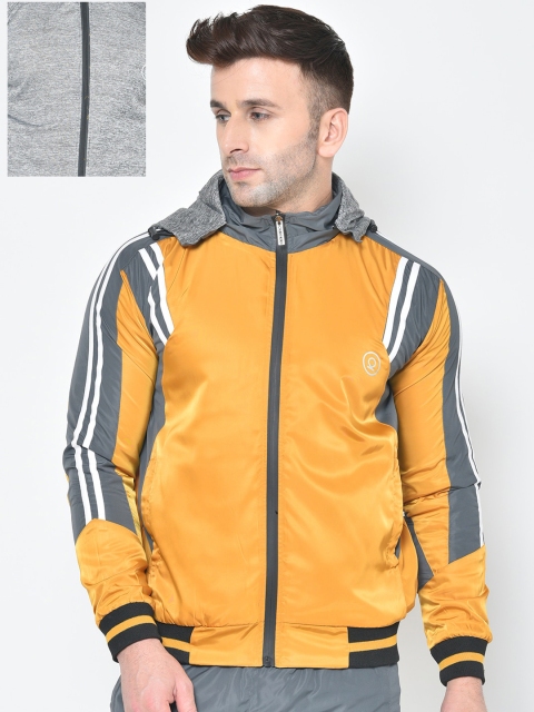 

Chkokko Men Mustard Colourblocked Reversible Bomber Jacket