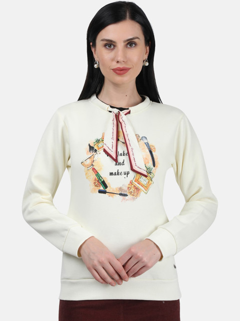 

Monte Carlo Women Off White Printed Sweatshirt