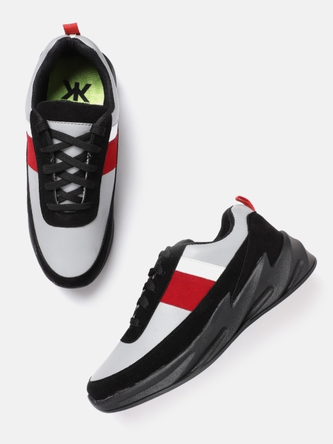 

Kook N Keech Men Grey & Black Colourblocked Sneakers