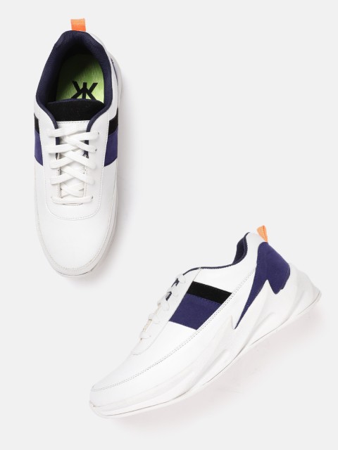 

Kook N Keech Men White & Navy Blue Colourblocked Sneakers