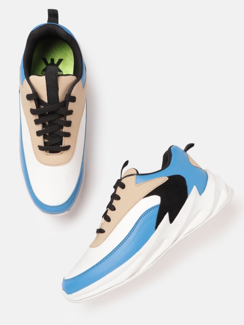 

Kook N Keech Men White & Blue Colourblocked Sneakers