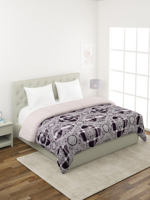 

A Homes Grace Grey Ethnic Motifs Printed AC Room 300 GSM Double Bed Comforter
