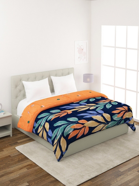 

A Homes Grace Blue Floral Printed AC Room 300 GSM Double Bed Comforter