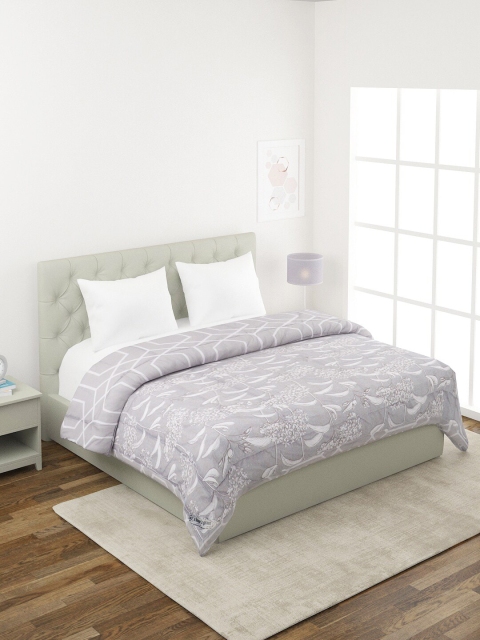 

A Homes Grace Grey & White Floral Printed AC Room 300 GSM Double Bed Comforter