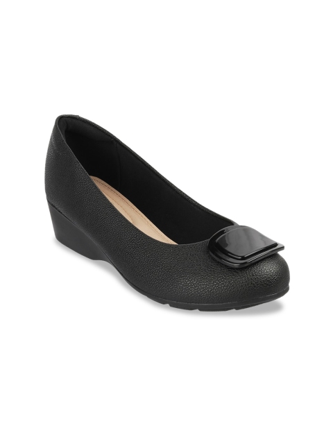 

MODARE Black PU Wedge Pumps