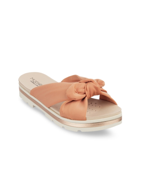 

MODARE Women Orange Open Toe Flats with Bows