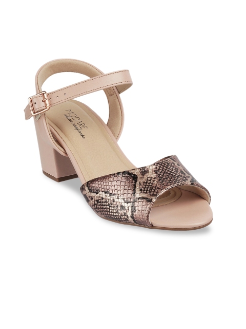 

MODARE Gold-Toned Printed PU Block Sandals