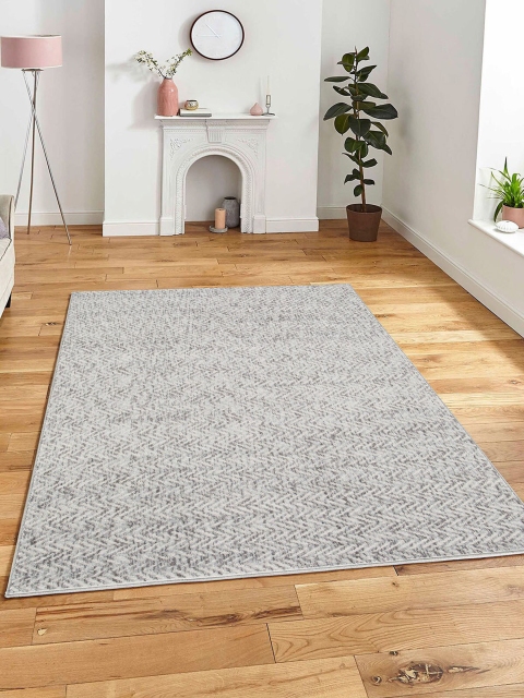 

OBSESSIONS Cream-Coloured & White Patterned Polypropylene Carpet