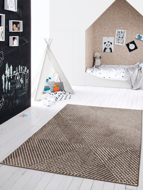 

OBSESSIONS Brown & White Patterned Polypropylene Carpet