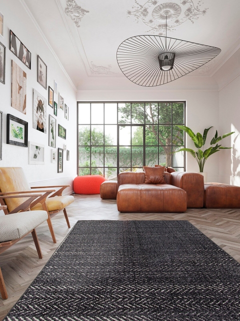 

OBSESSIONS Black & White Patterned Polypropylene Carpet