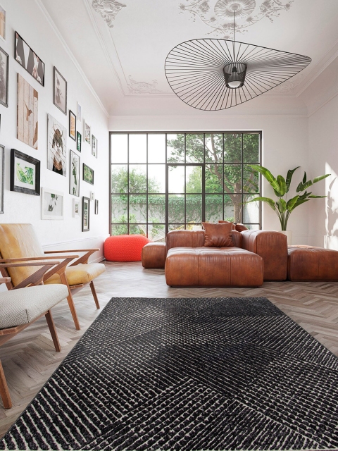 

OBSESSIONS Black & White Patterned Polypropylene Carpet