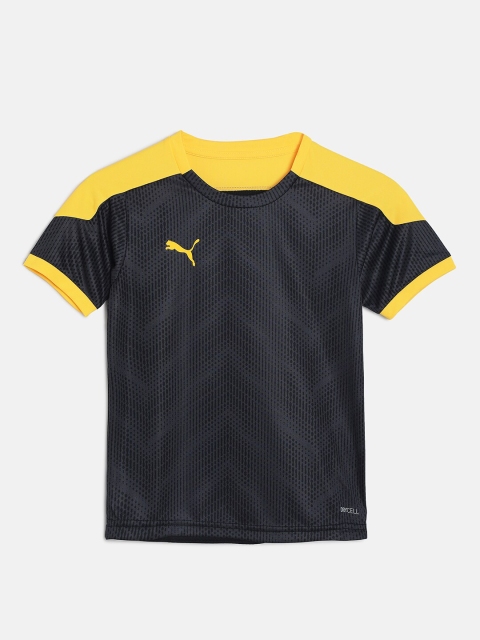 

Puma Unisex Kids Black & Yellow Colourblocked dryCELL T-shirt