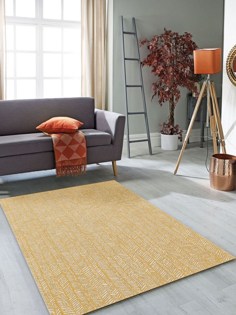 OBSESSIONS Yellow & White Geometric Contemporary Polypropylene Carpet