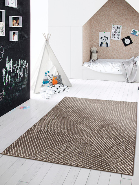 

OBSESSIONS Brown & White Geometric Contemporary Polypropylene Carpet